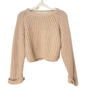 Vici Tan Knitted women’s Sweatshirt cropped